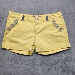 BKE Womens 29 Yellow Shorts 3.5 Inseam Embroidered Cotton Blend Casual Summer